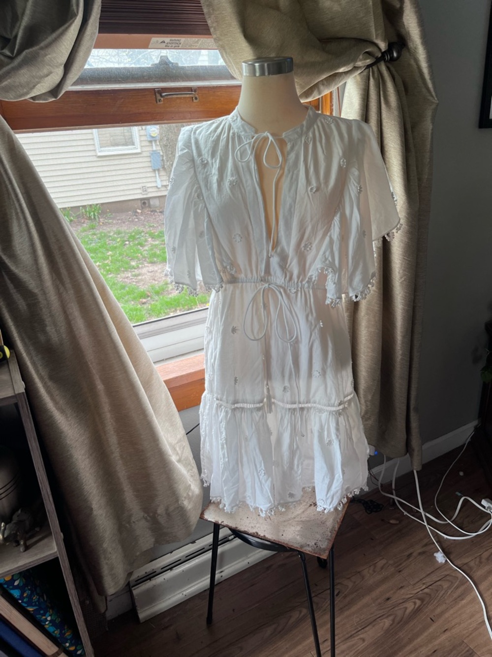 FARM Rio White Embroidered Mini Dress